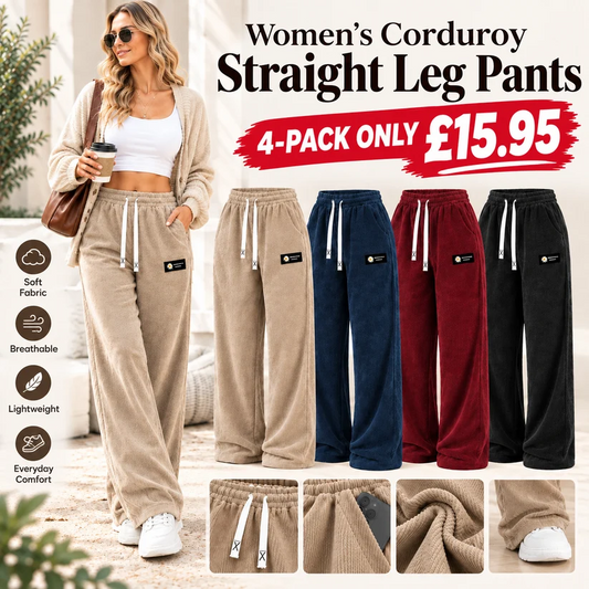🔥 LAST DAY SALE –Women's Solid Straight Leg Corduroy Bottoms-100% Cotton