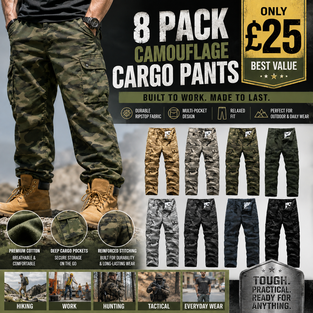 【LAST DAY SALE】Men’s practical camouflage cargo pant